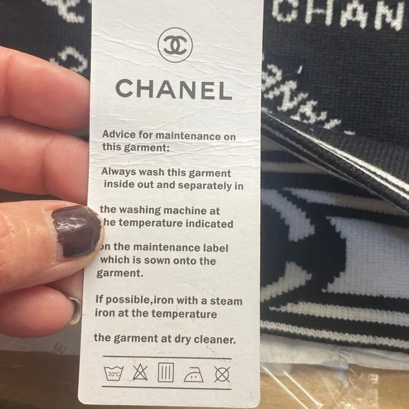 CHANEL Monogram Black and White Knit Hat